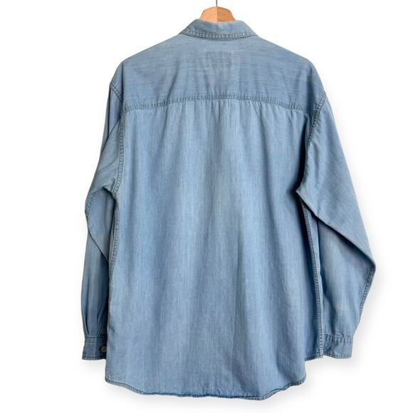 Vintage Woolrich Gardening Embroidered Long Sleeve Chambray Button Up Women's L - Picture 2 of 8